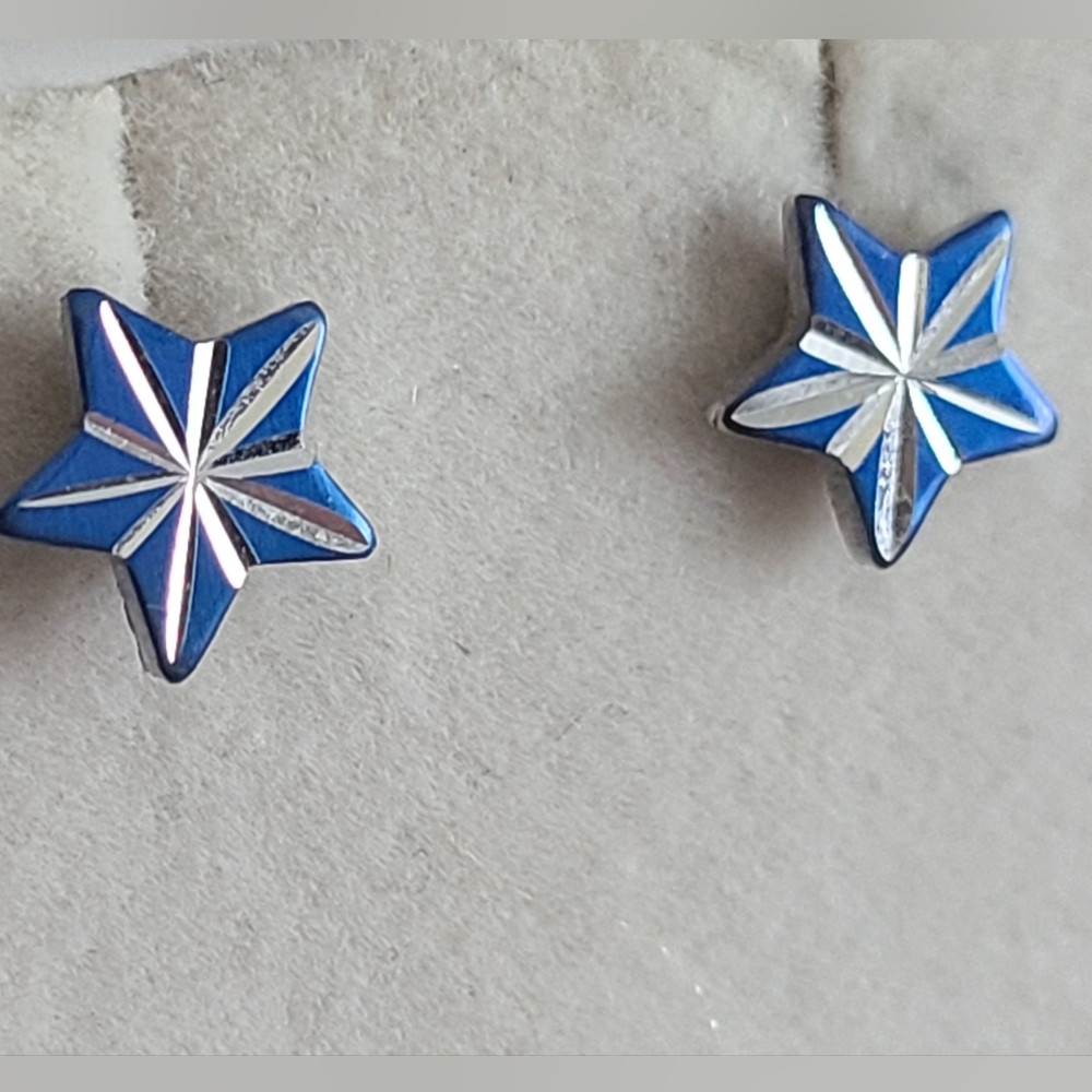 Silver Tone Star Earrings